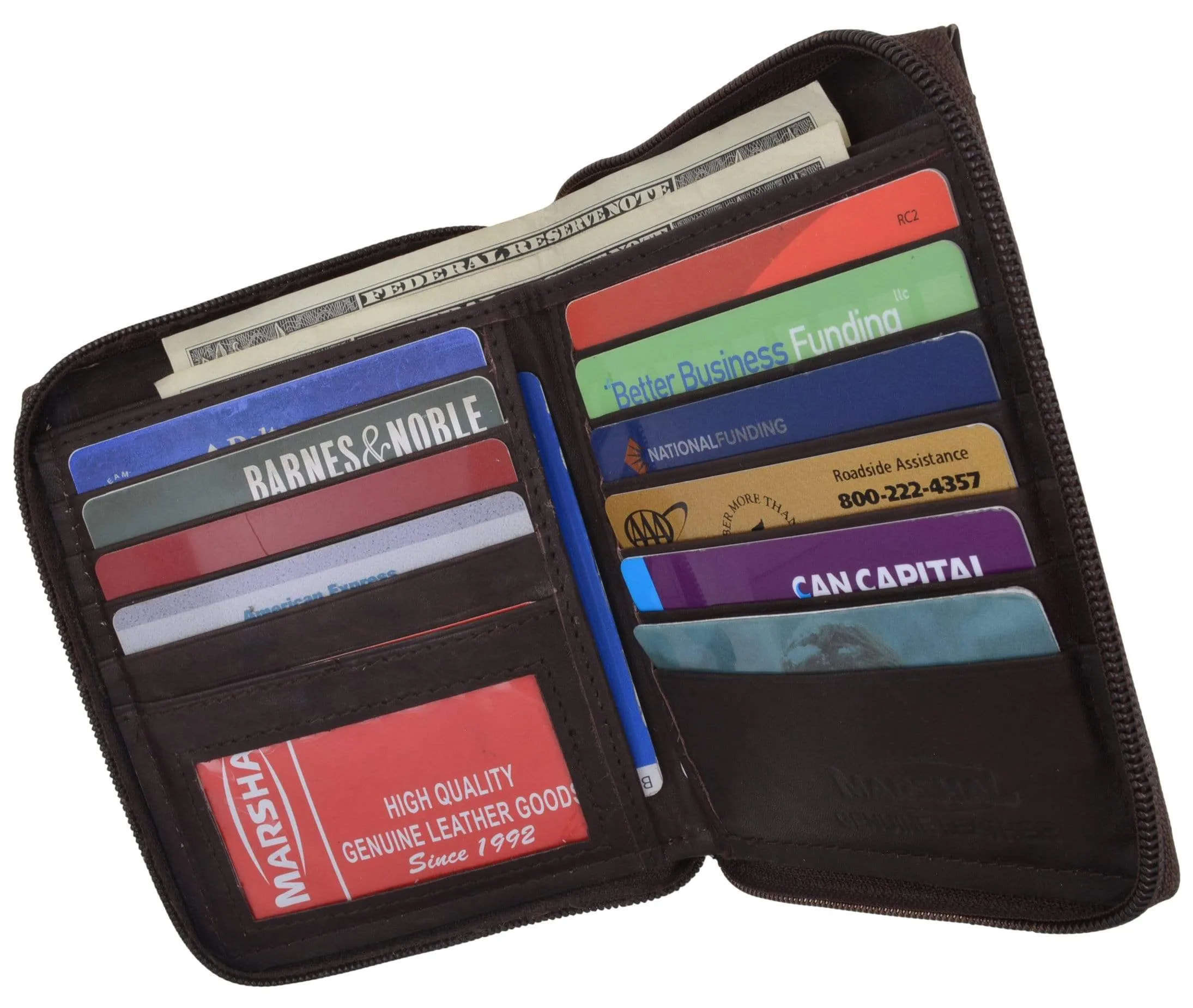 Genuine Mens Leather Zippered Card ID Holder Wallet 702 CF