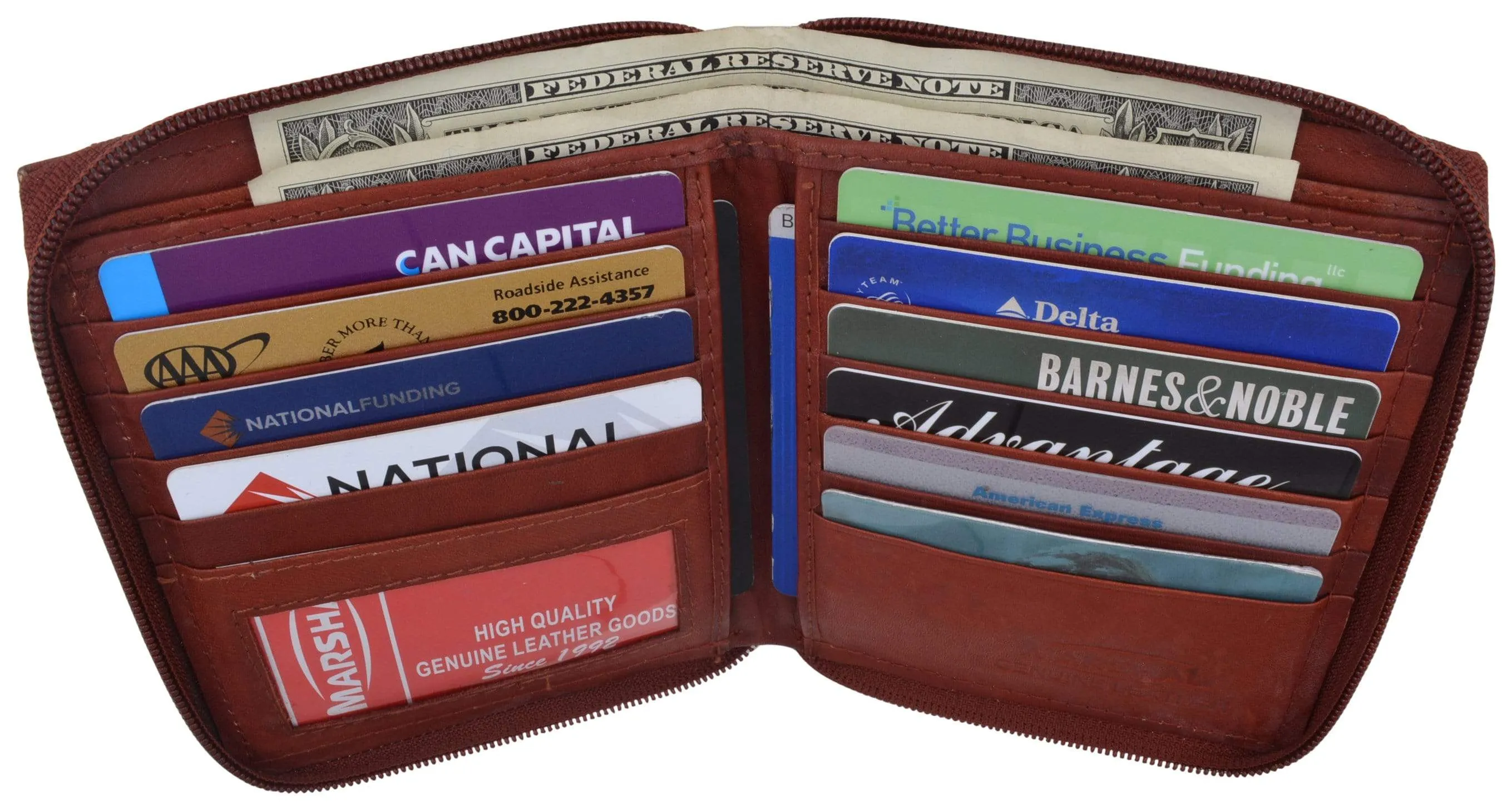 Genuine Mens Leather Zippered Card ID Holder Wallet 702 CF