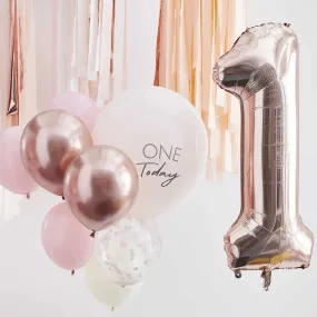 Ginger Ray Pink & Rose Gold 1st Birthday Balloons