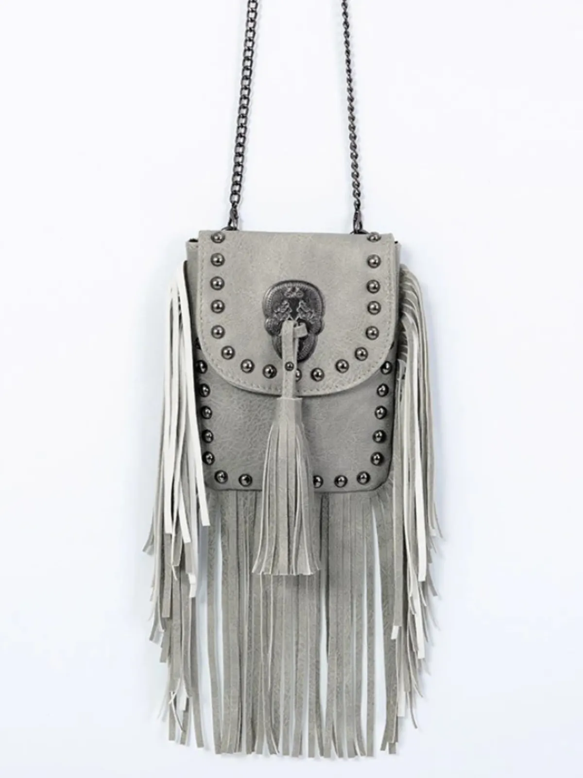 Girls Bohemian Studded Fringe Crossbody Bag