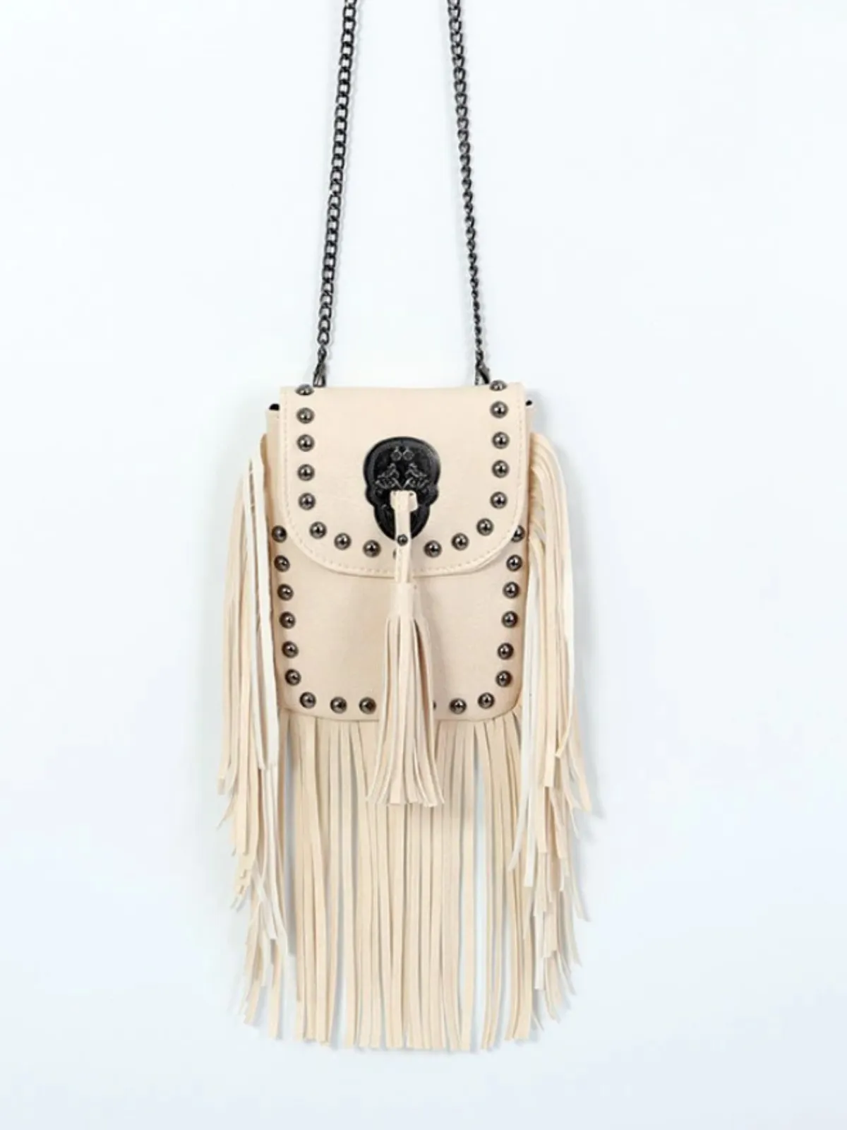 Girls Bohemian Studded Fringe Crossbody Bag