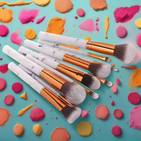 Glamza 10pc Marble Makeup Brush Set