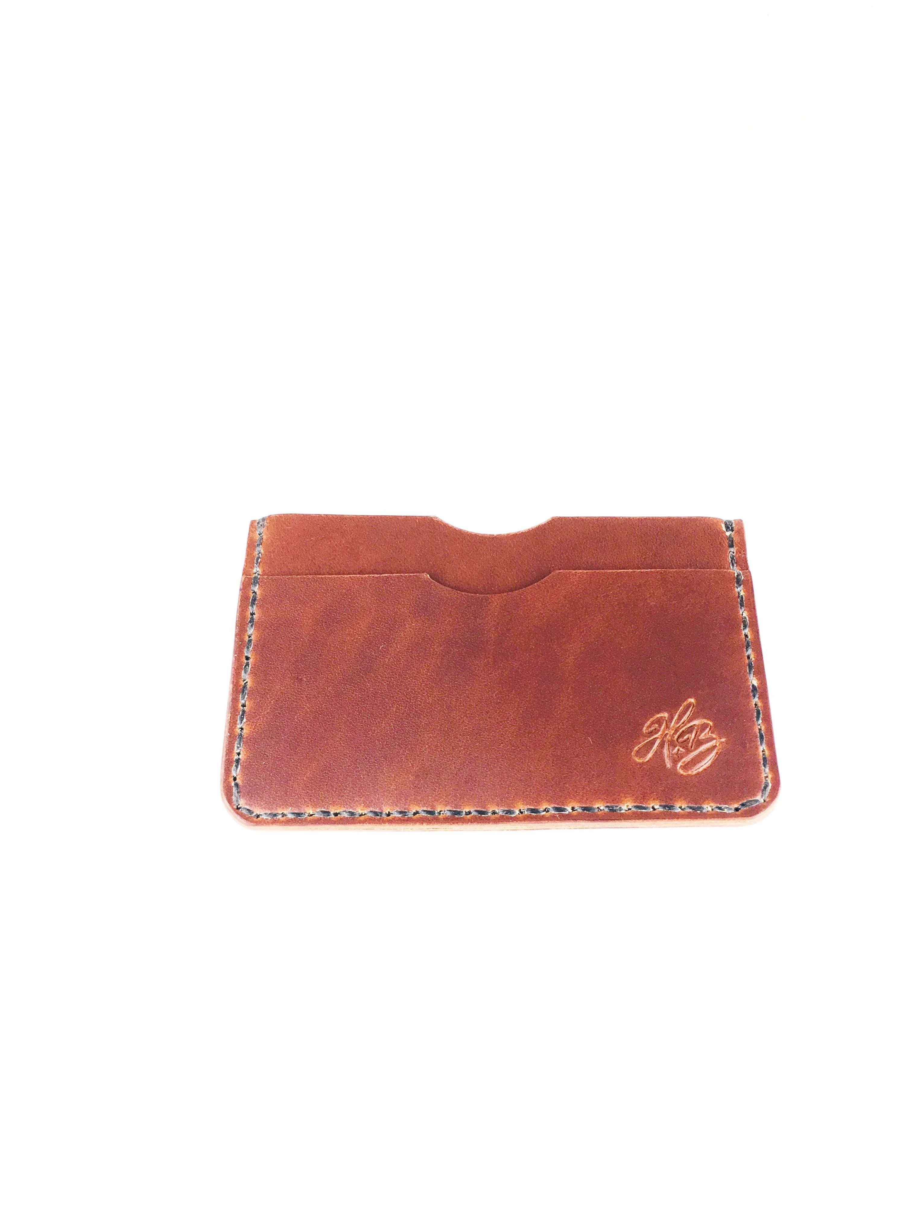 H B  SLIM CARD WALLET - BURNT UMBER LEATHER WALLET