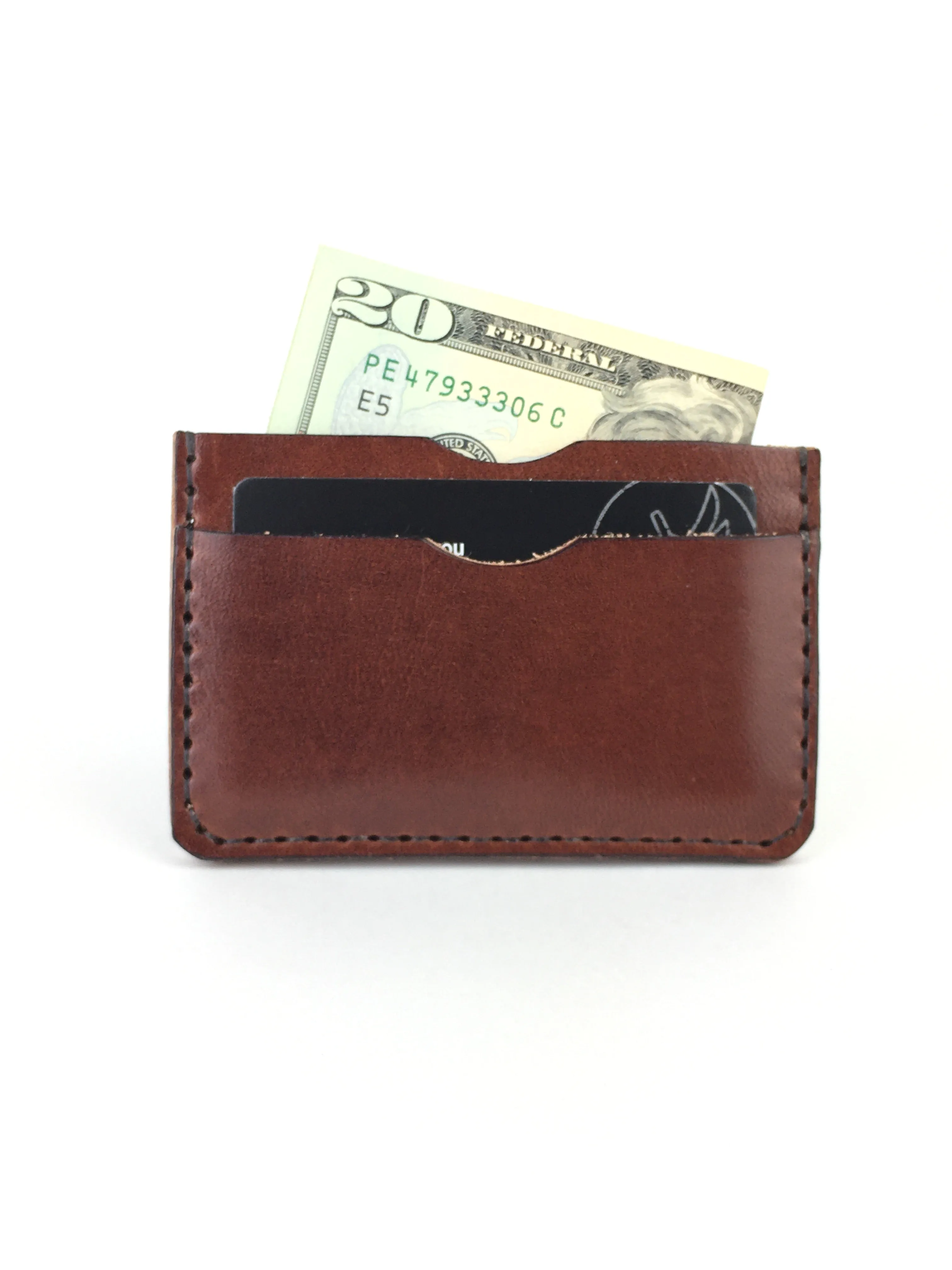 H B  SLIM CARD WALLET - ESPRESSO BROWN  LEATHER WALLET