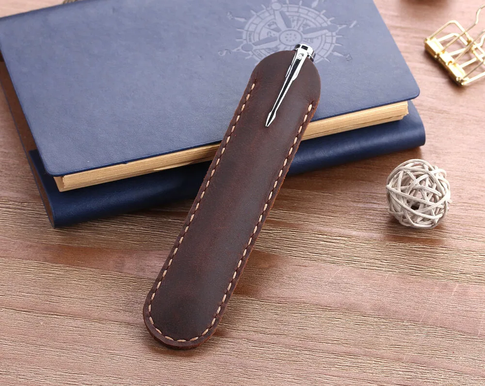 Handmade Genuine Cowhide Leather Fountain Pen Case