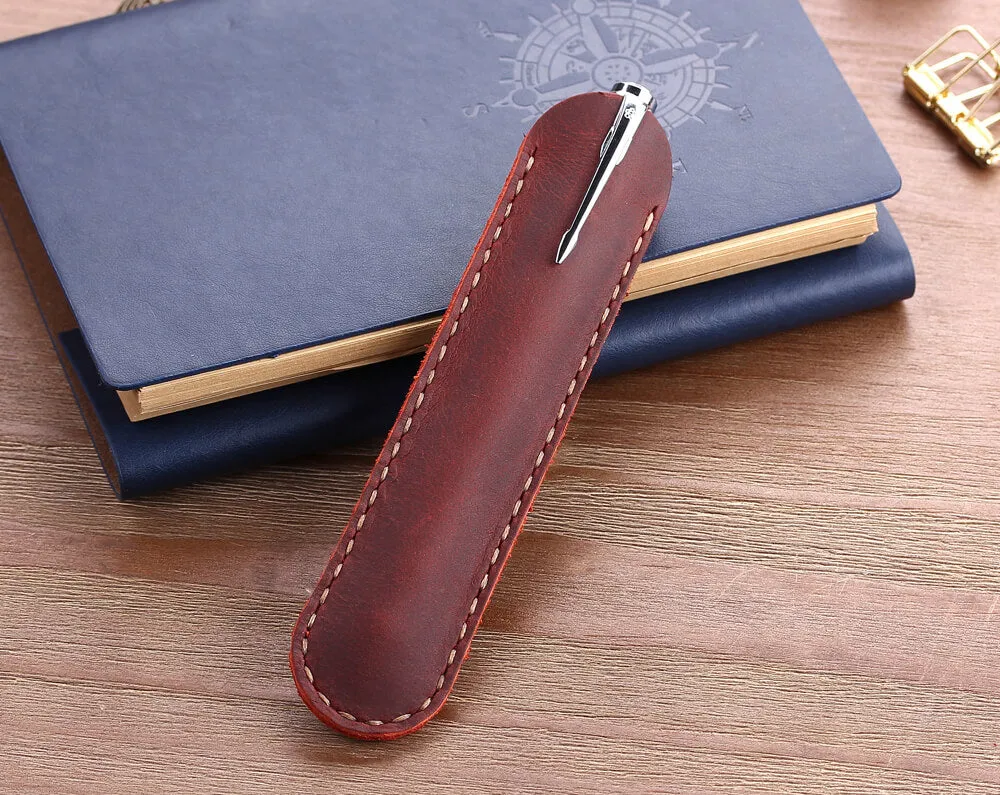 Handmade Genuine Cowhide Leather Fountain Pen Case