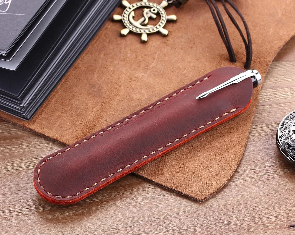 Handmade Genuine Cowhide Leather Fountain Pen Case