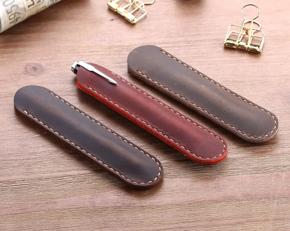 Handmade Genuine Cowhide Leather Fountain Pen Case