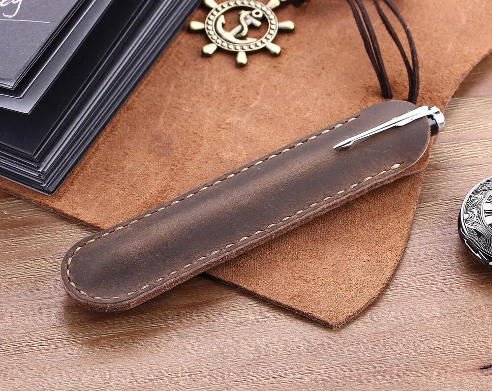 Handmade Genuine Cowhide Leather Fountain Pen Case