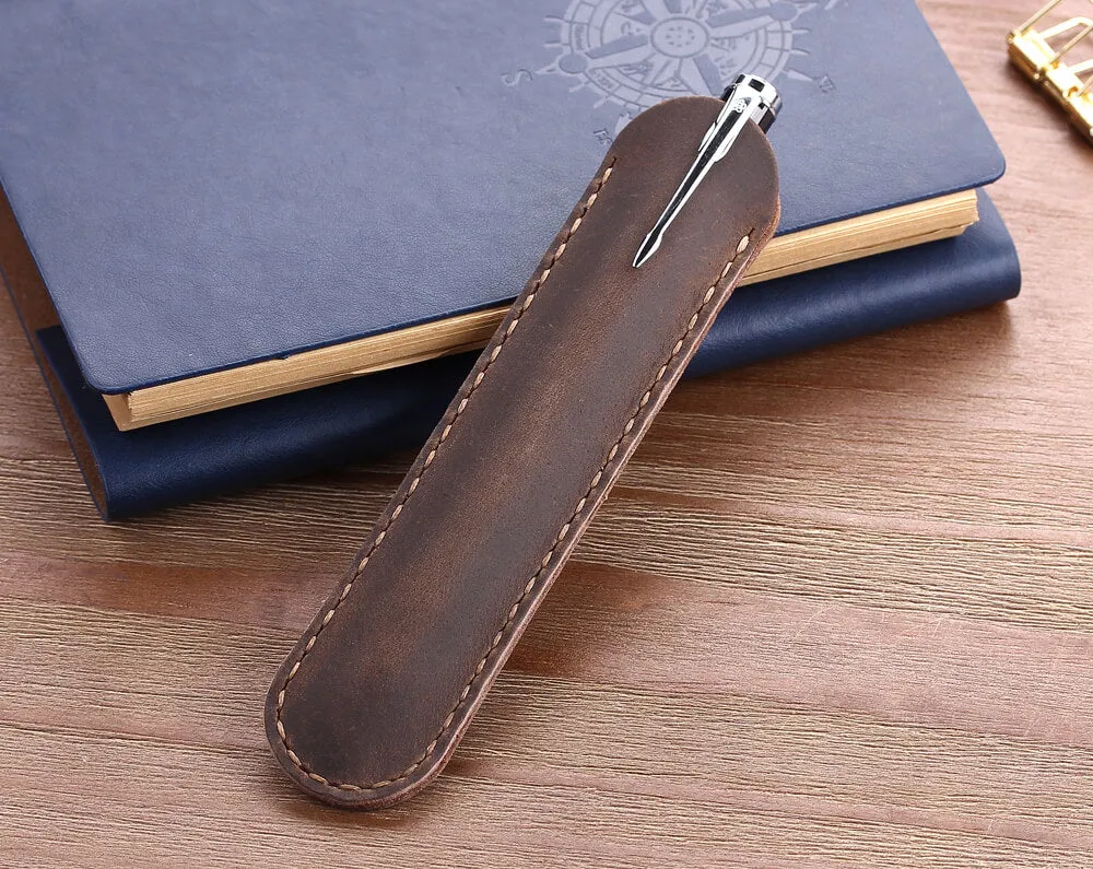 Handmade Genuine Cowhide Leather Fountain Pen Case