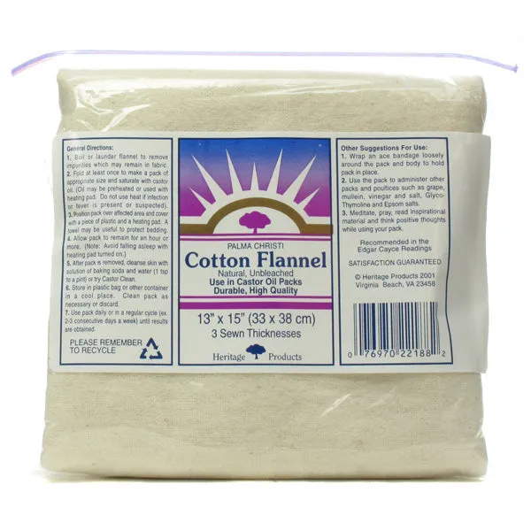 HERITAGE - Castor Oil Cotton Flannel Pack - 13 Inches x 15 Inches