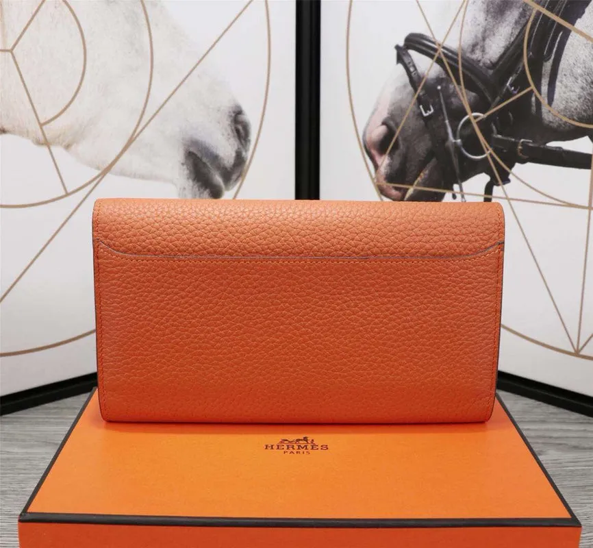 HM CLUTCH CONSTANCE 20.5 ORANGE CALFSKIN SILVER HARDWARE