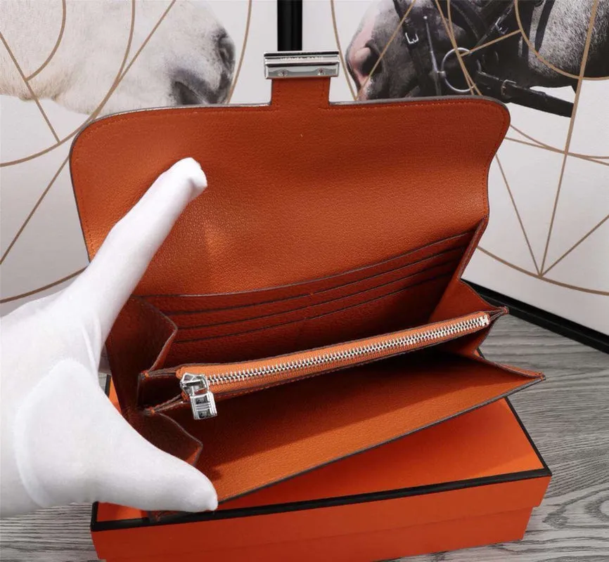 HM CLUTCH CONSTANCE 20.5 ORANGE CALFSKIN SILVER HARDWARE