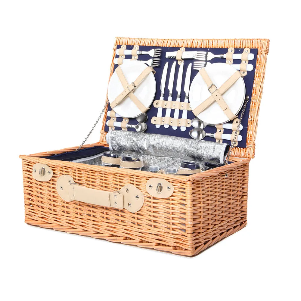 Insulated Willow Picnic Basket Set w/ Blanket for 4 - Alfresco