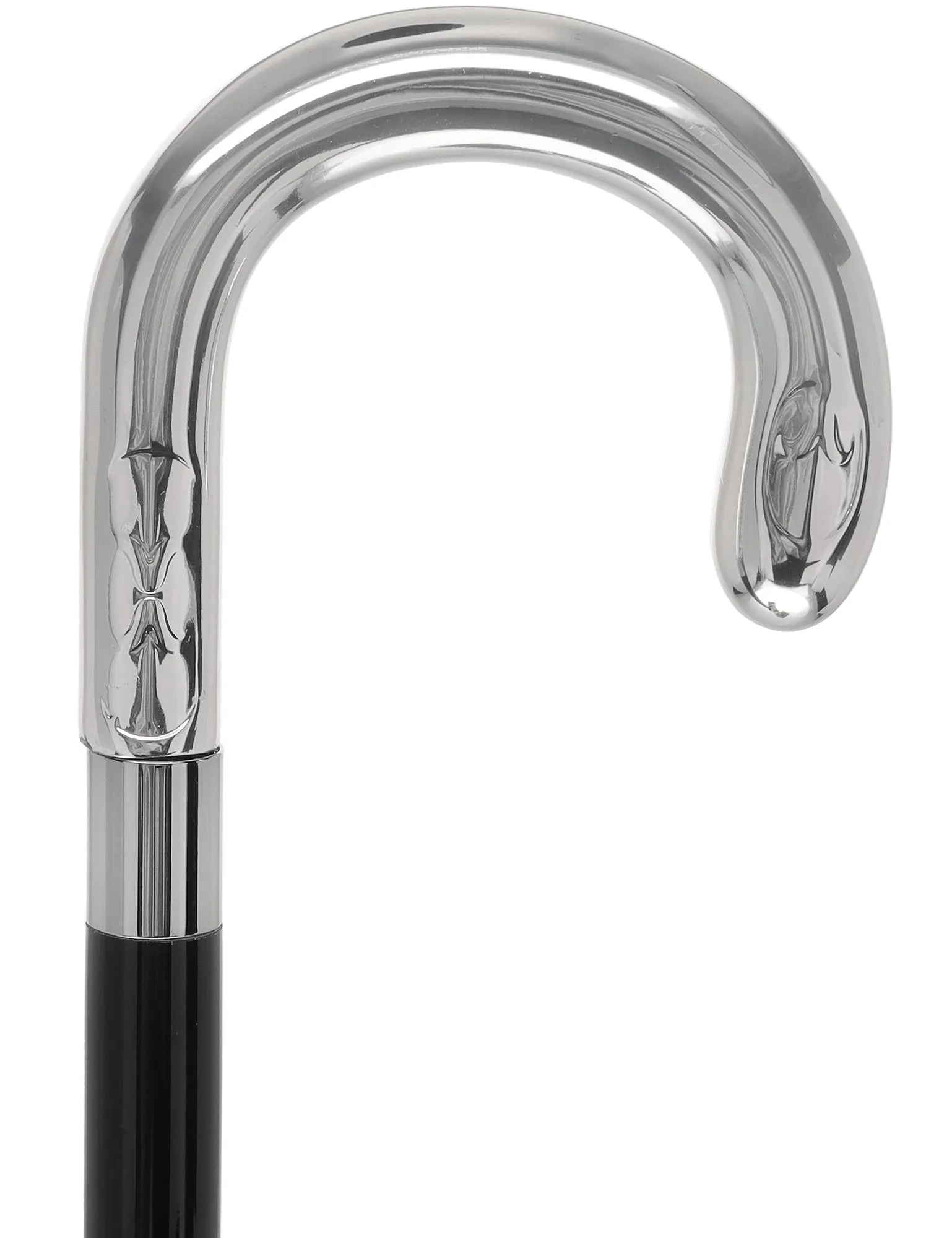 Italian Luxury Silver U Curve Handle Walking Stick Elegant Design