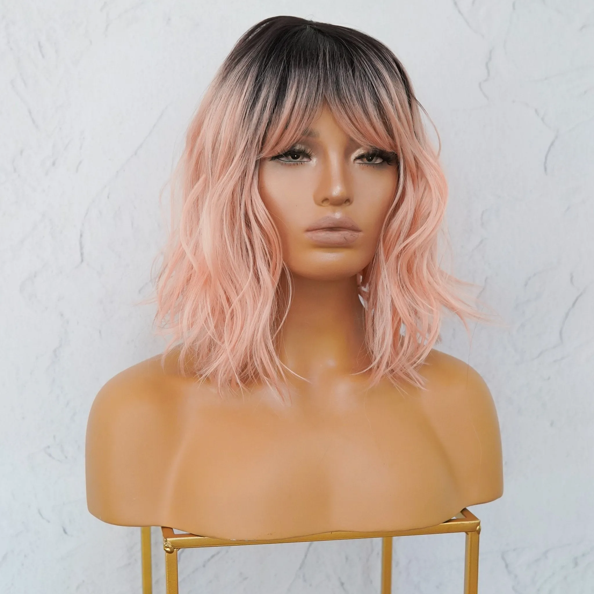 JORDAN Ombre Pink Bob Fringe Wig