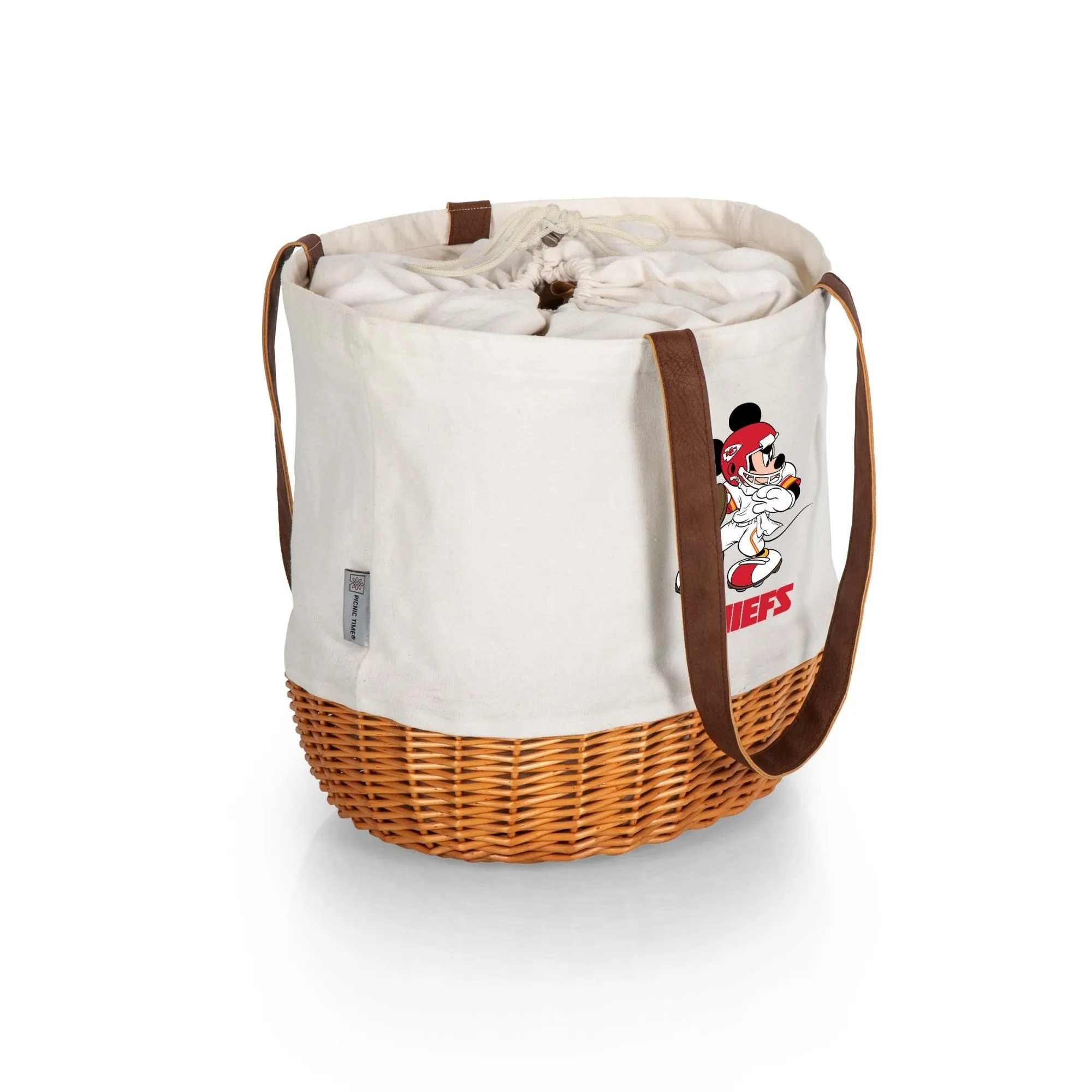 Kansas City Chiefs Mickey Mouse - Coronado Canvas and Willow Basket Tote