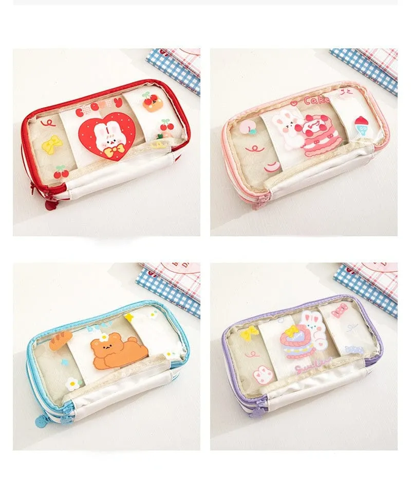 Kawaii Cartoon Transparent Pencil Case