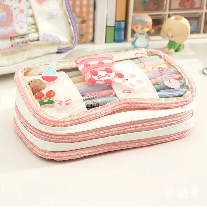 Kawaii Cartoon Transparent Pencil Case