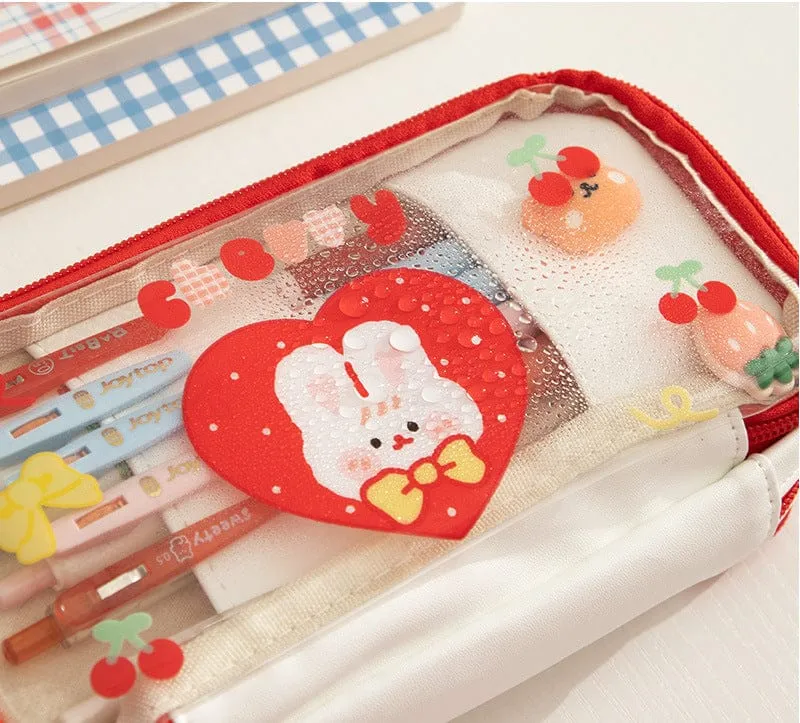 Kawaii Cartoon Transparent Pencil Case