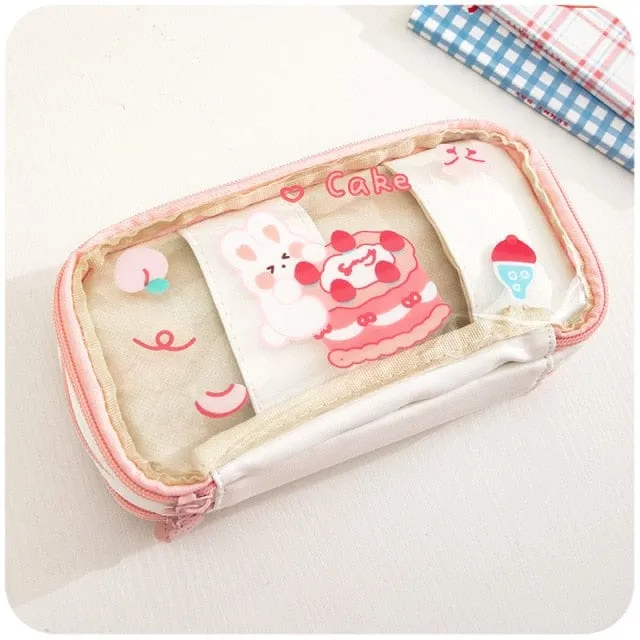 Kawaii Cartoon Transparent Pencil Case