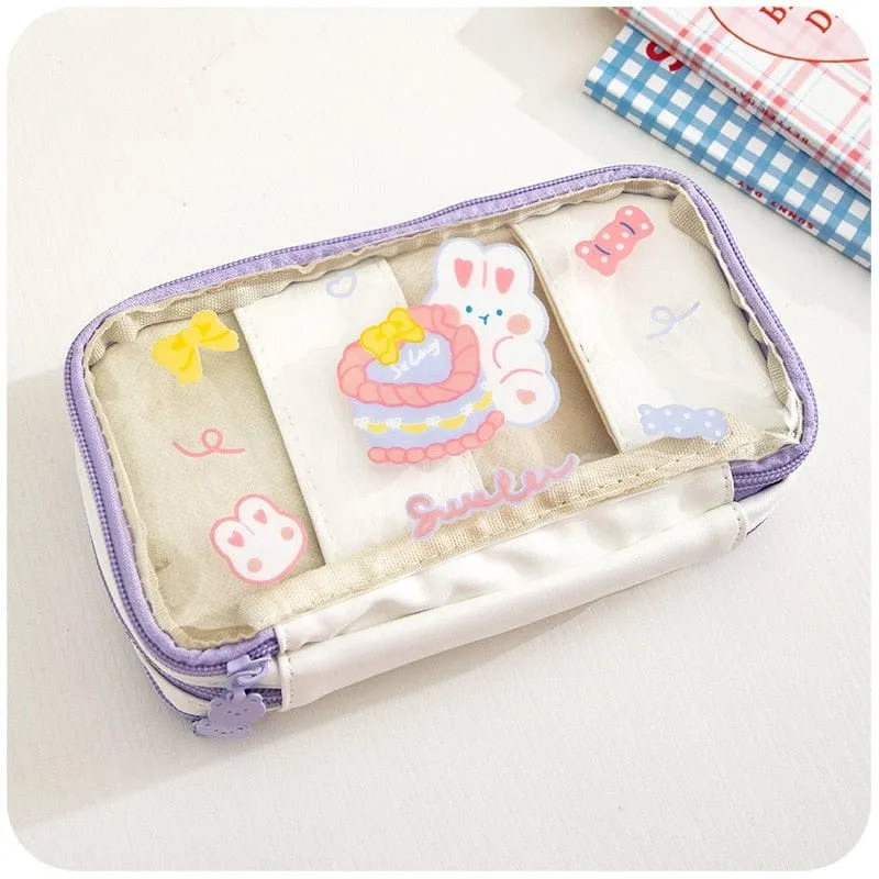 Kawaii Cartoon Transparent Pencil Case