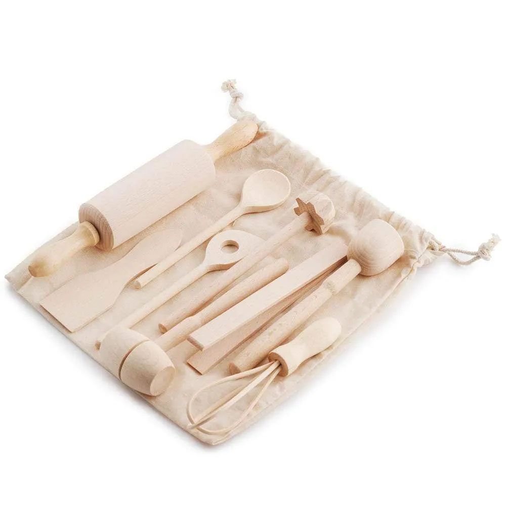 Kids Mini Wooden Kitchen Utensil Set