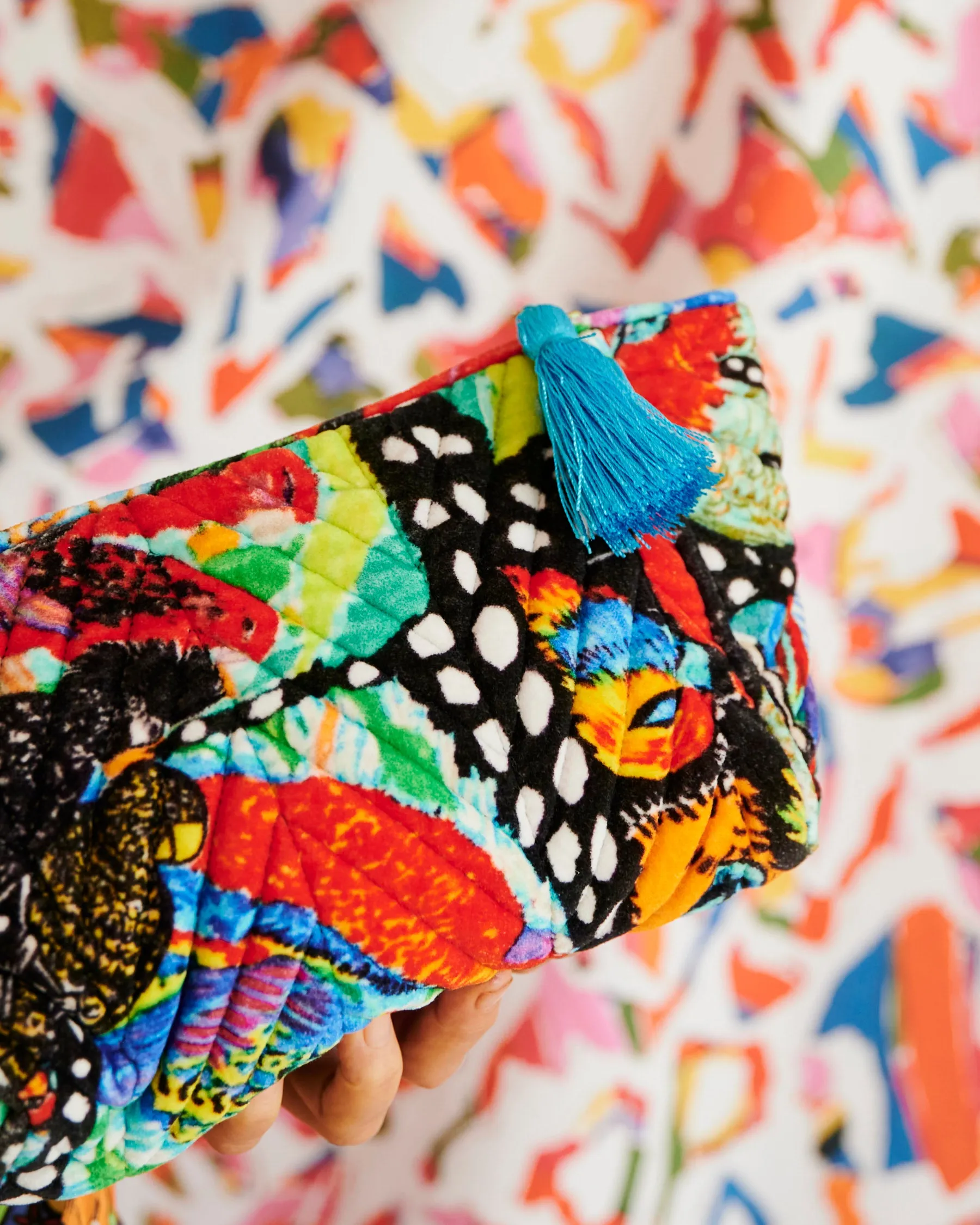 Kip&Co x Jenny Kee Parrots & Cockatoos Velvet Toiletry Bag