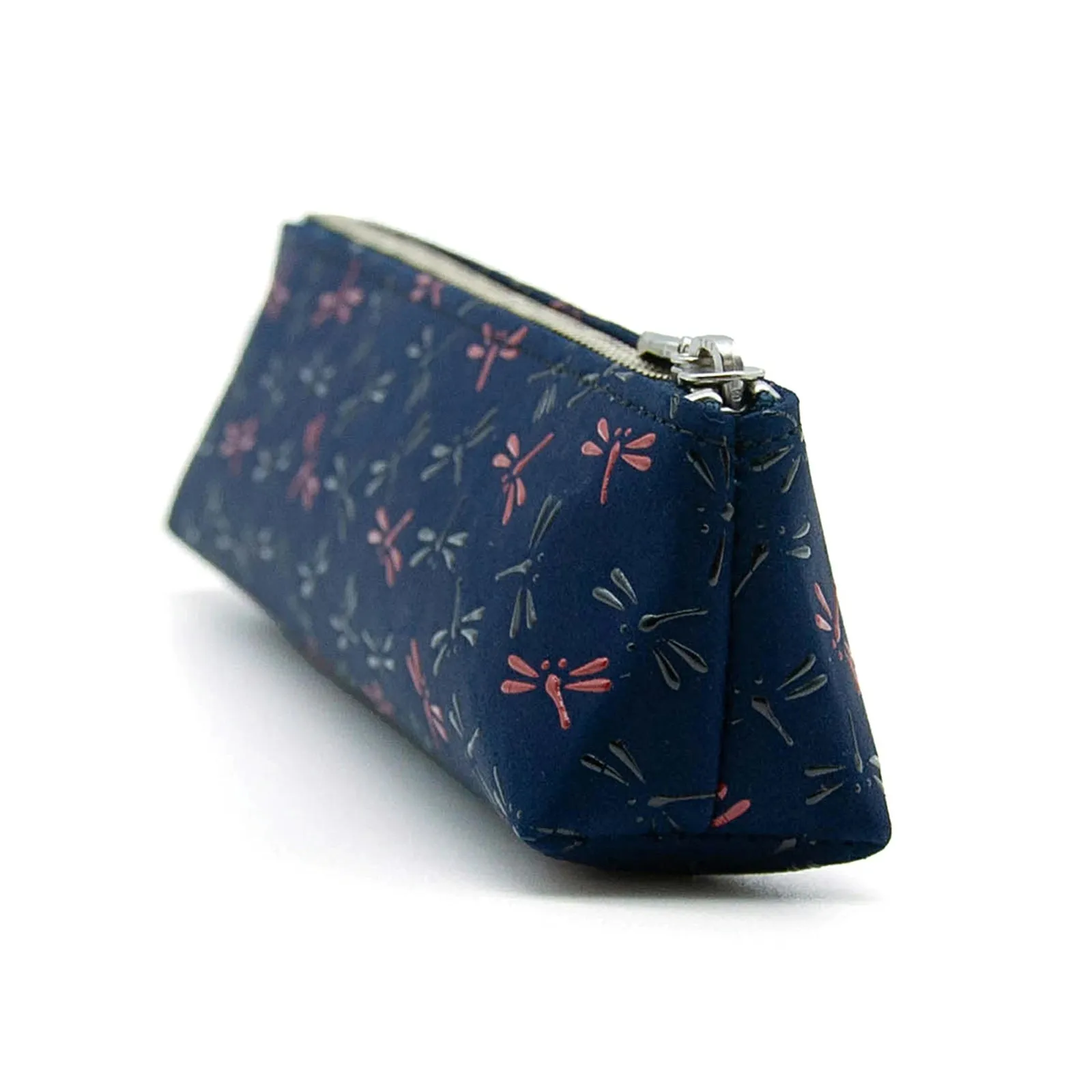 Koshu Inden Japanese Deerskin Leather Pencil Case - Dragonfly / Navy - , Made in Japan,  Japanese traditional craft pen case