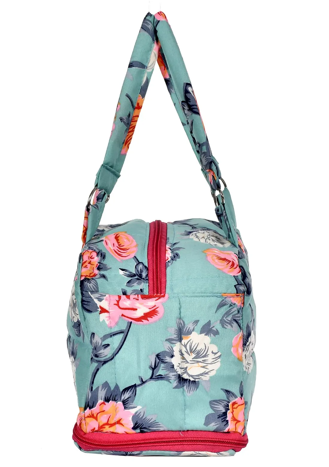 Kuber Industries Flower Printed Multiuses Hand Bag: Tote Bag: Travel Toiletry Bag For Women/Girls (Green)-45KM013