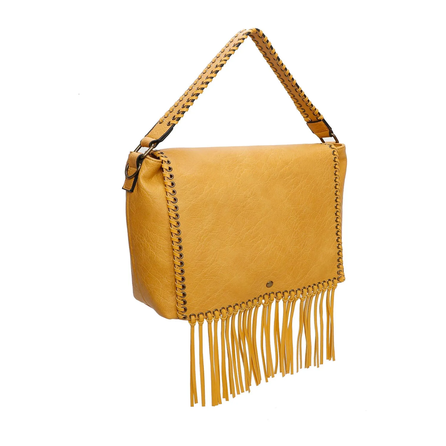 Lacey Fringe Messenger - Light Brown