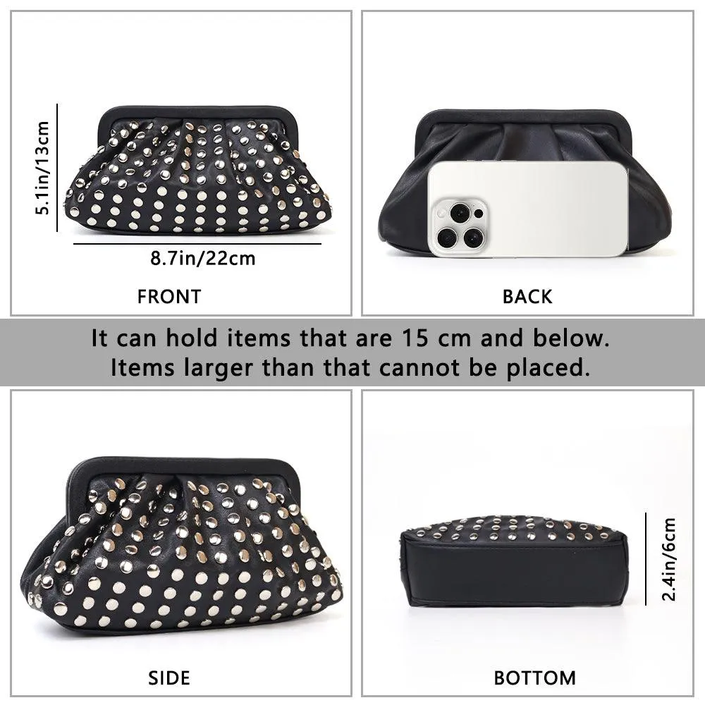 Ladies Trendy Silver Studded Clutch Bag SKOB2408