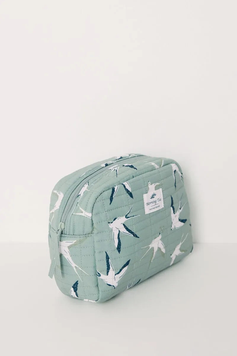 Large bird print toiletry bag