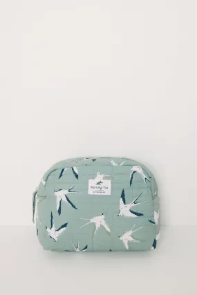 Large bird print toiletry bag