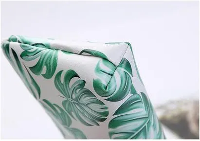 Leaf Print Pencil Case for Girls Cute PU Leather Pen Bag School Stationery Supplies