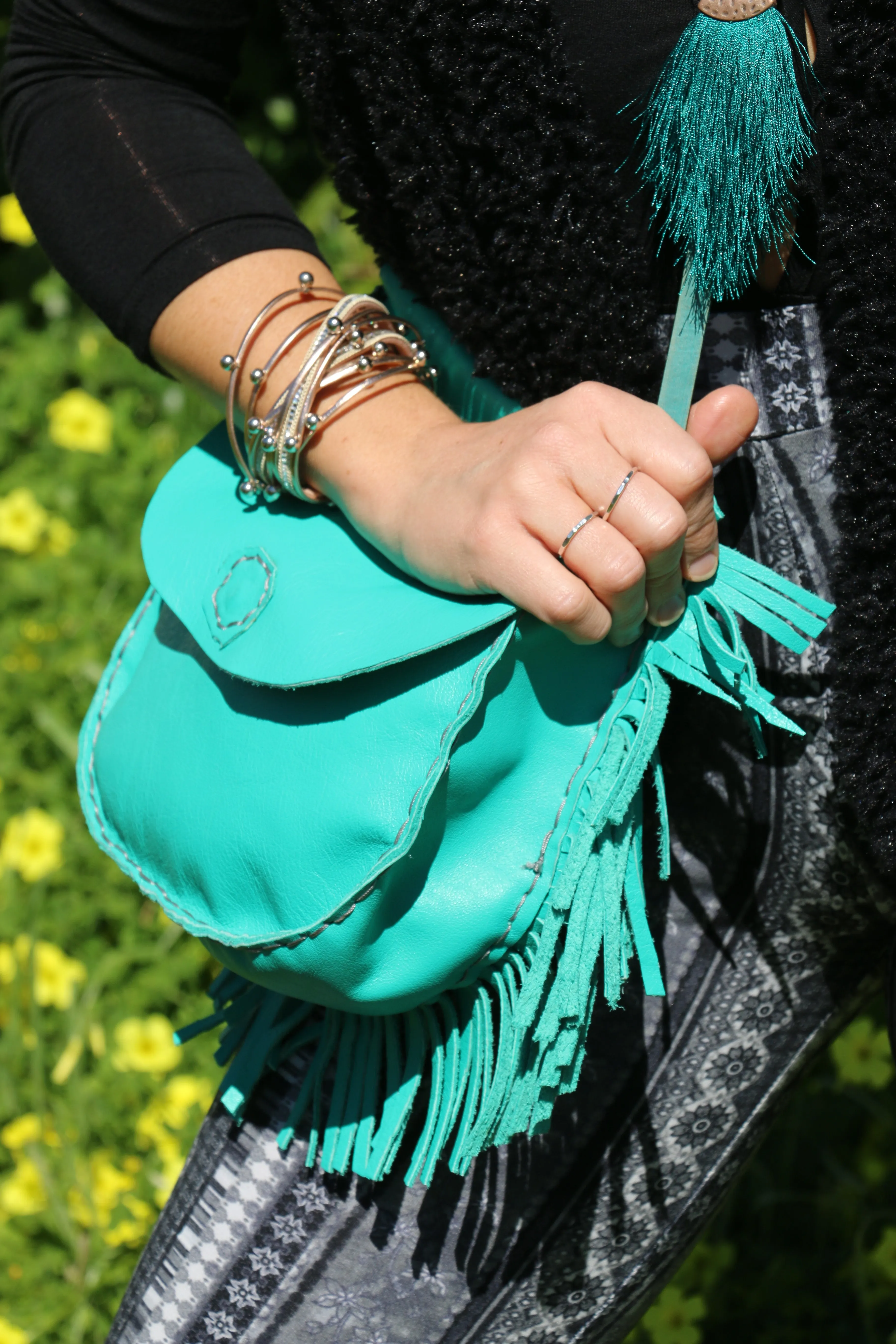 Leather Fringe Cross Body Bag