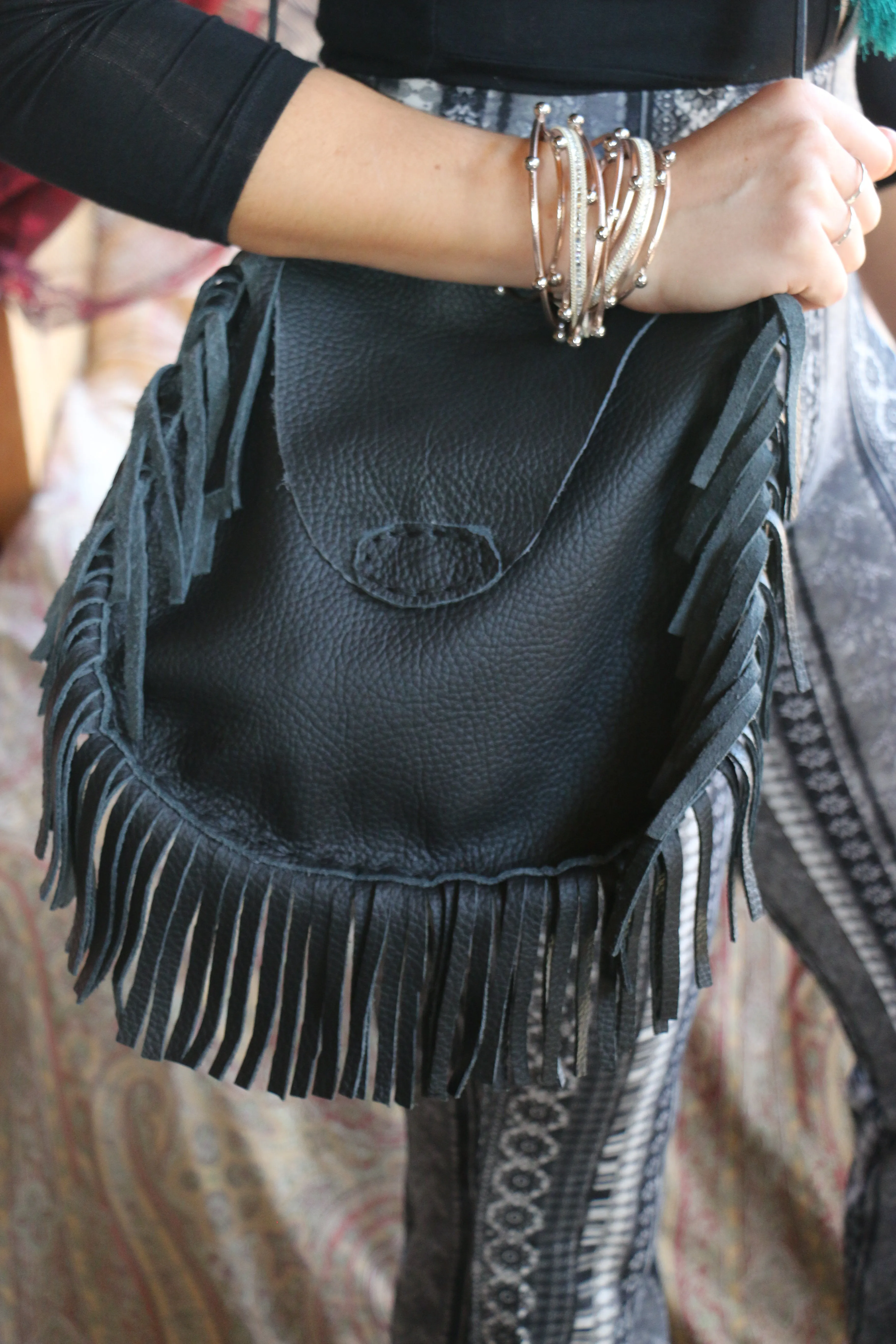 Leather Fringe Cross Body Bag