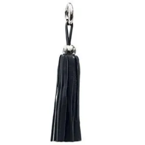 Leather Tassel - Silver/Navy Blue