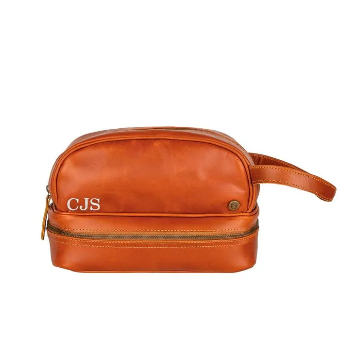 Leather Toiletry Bag with Under Compartment