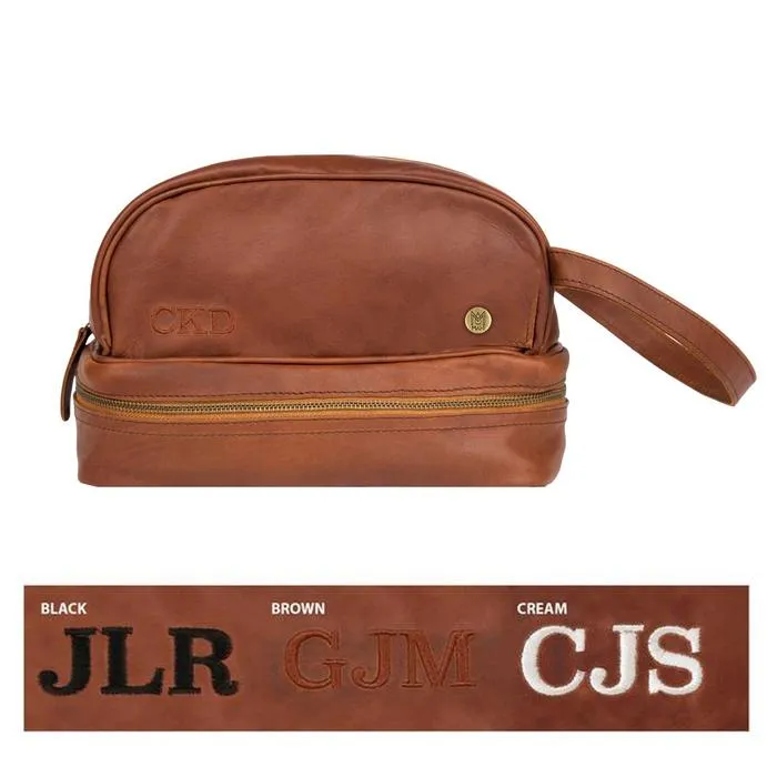 Leather Toiletry Bag with Under Compartment