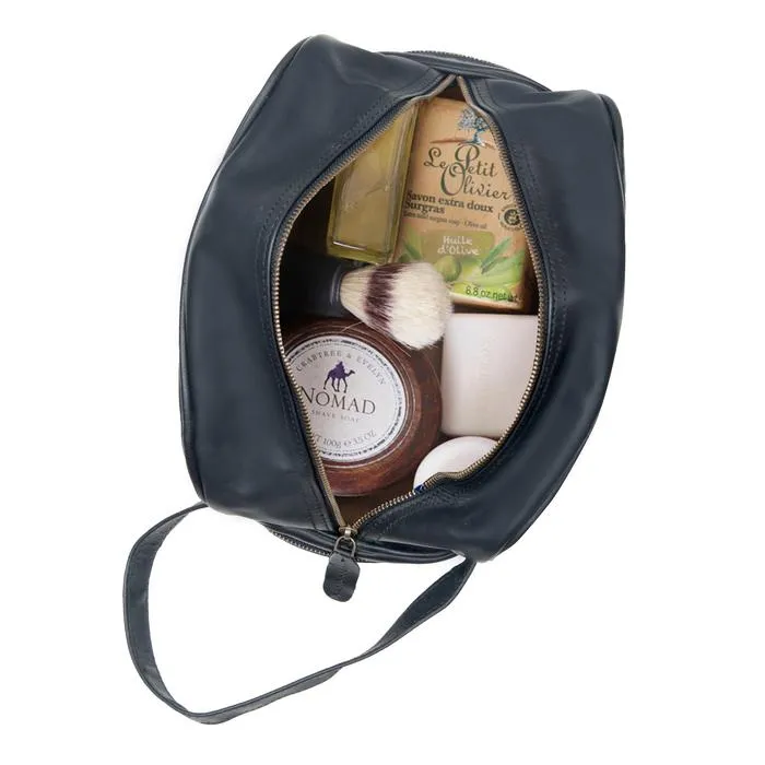 Leather Toiletry Bag with Under Compartment