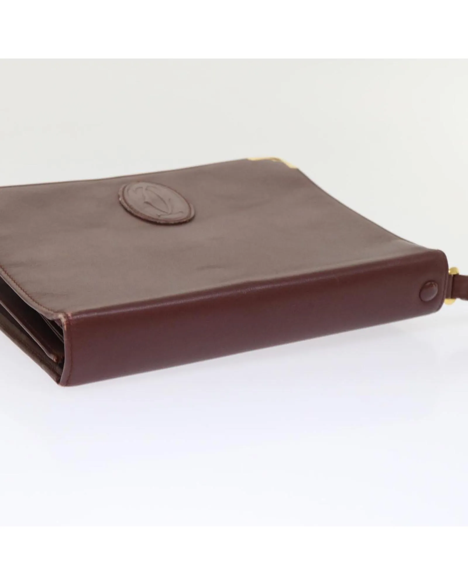 Leather Wine Red Clutch Bag - C Rank