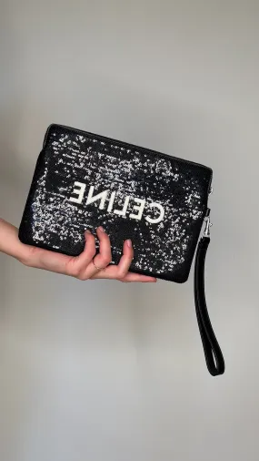 Logo Sequins Clutch