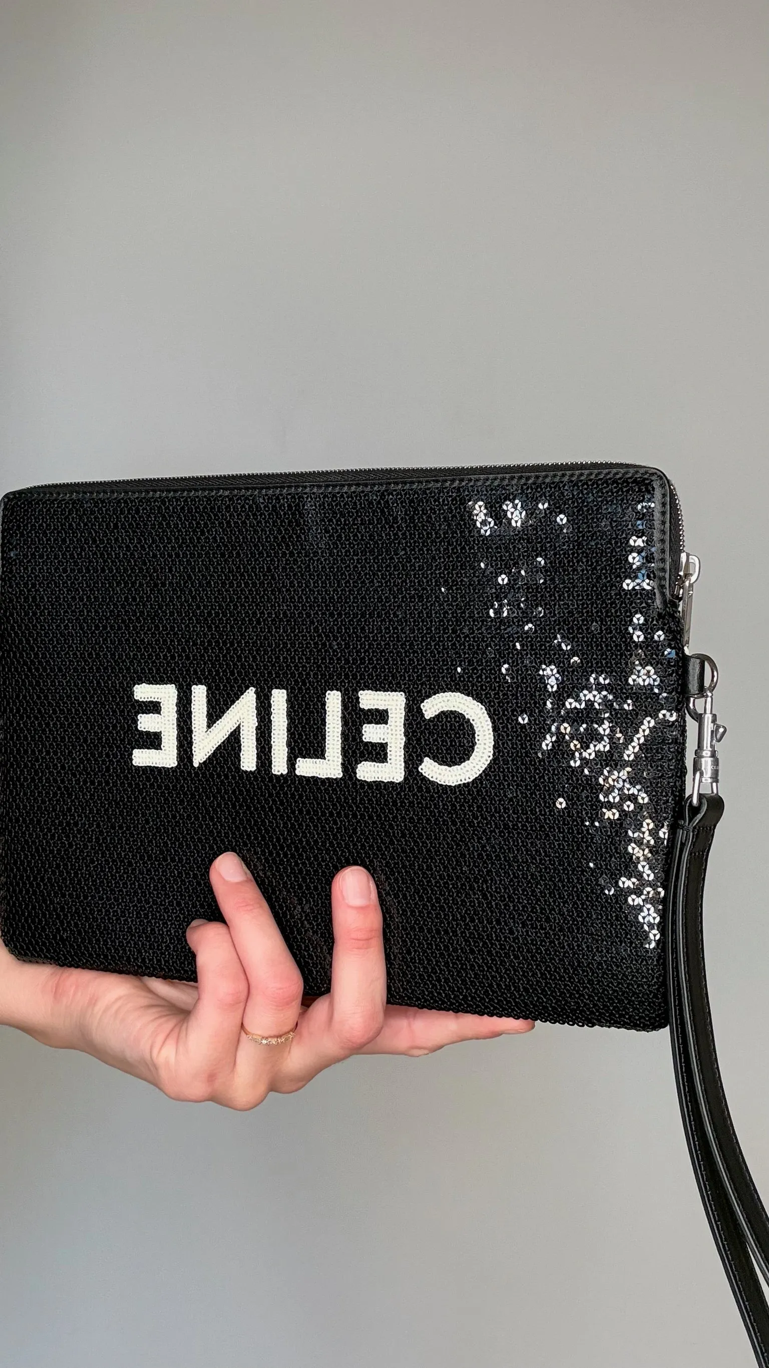 Logo Sequins Clutch