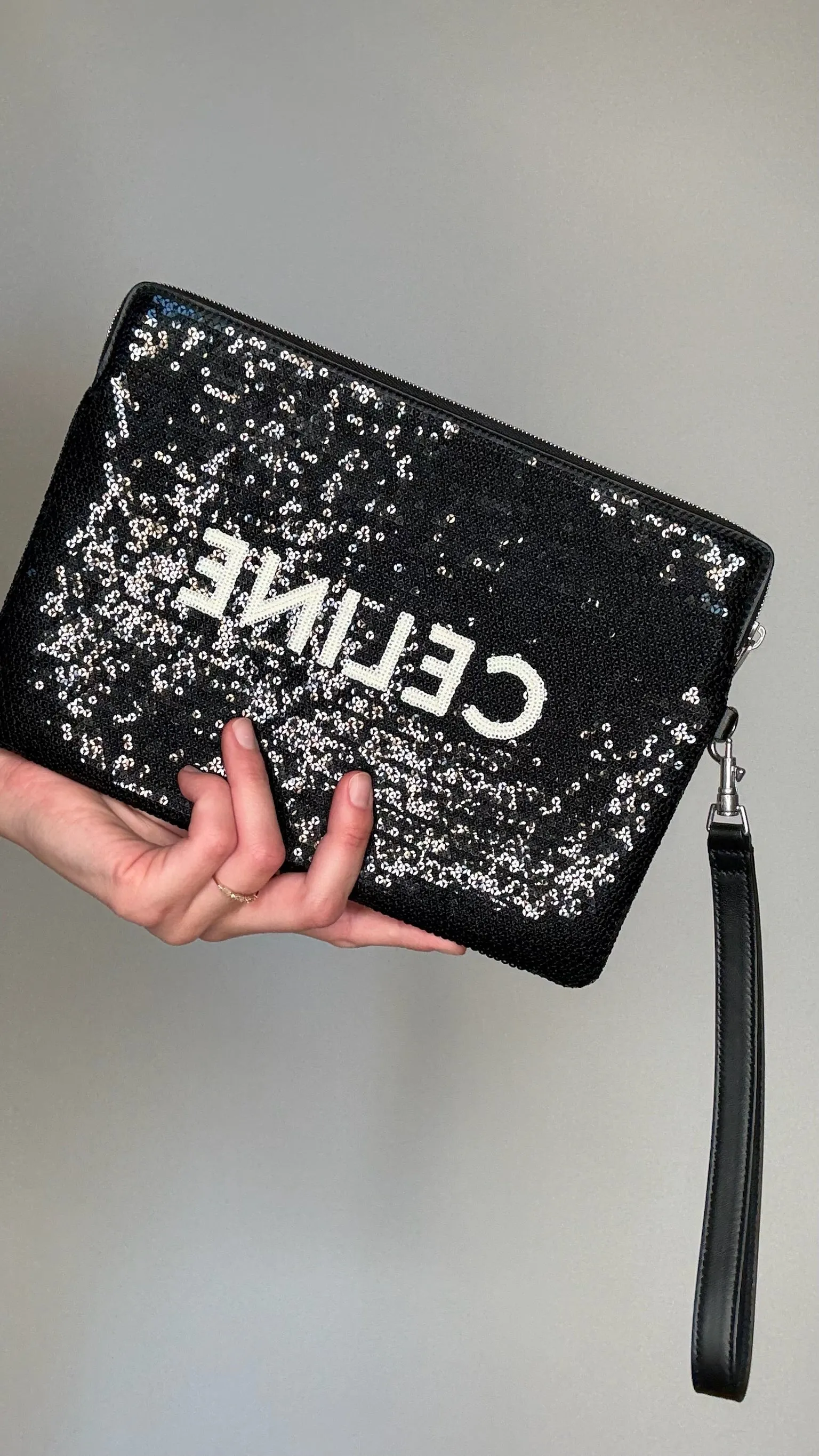 Logo Sequins Clutch