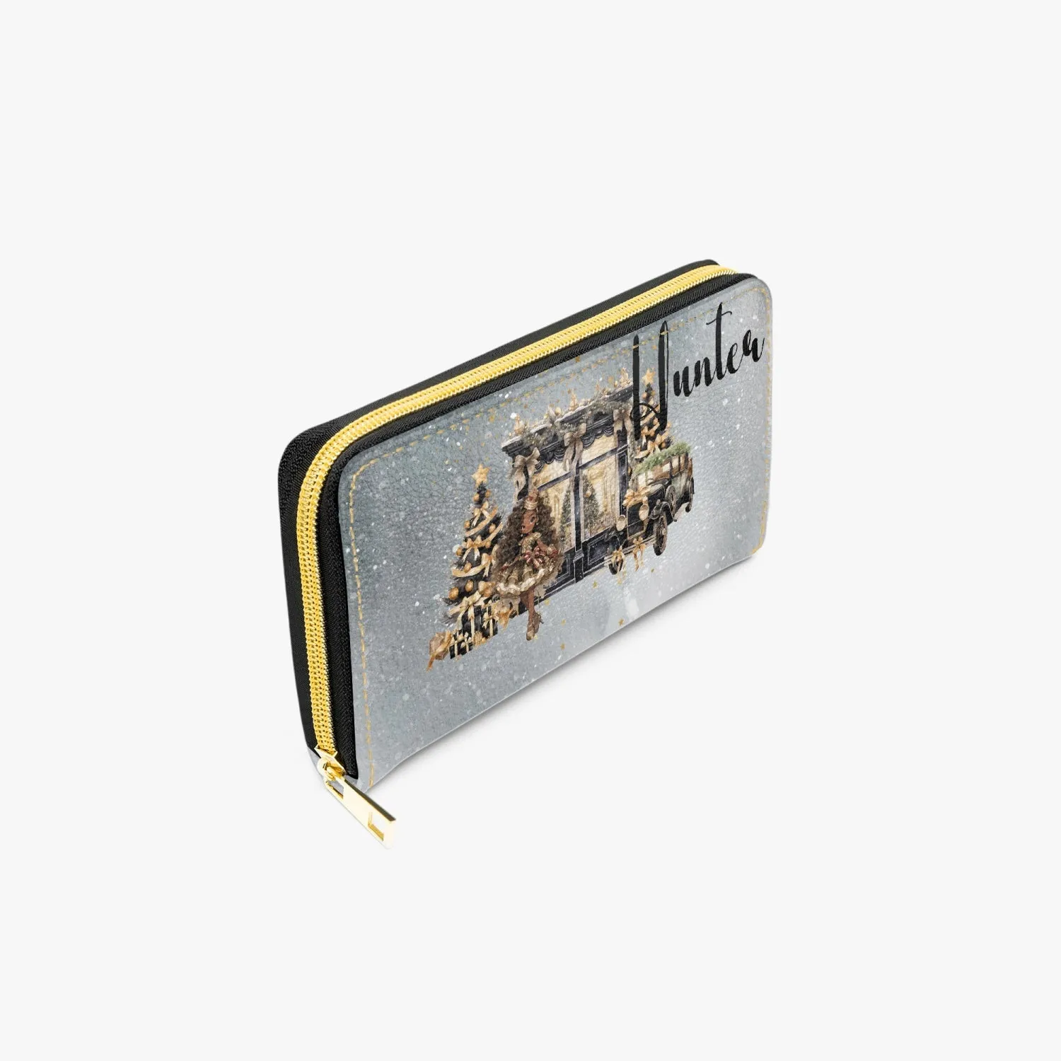 Long Type Zipper Purse, Black and Gold Nutcracker, Personalised