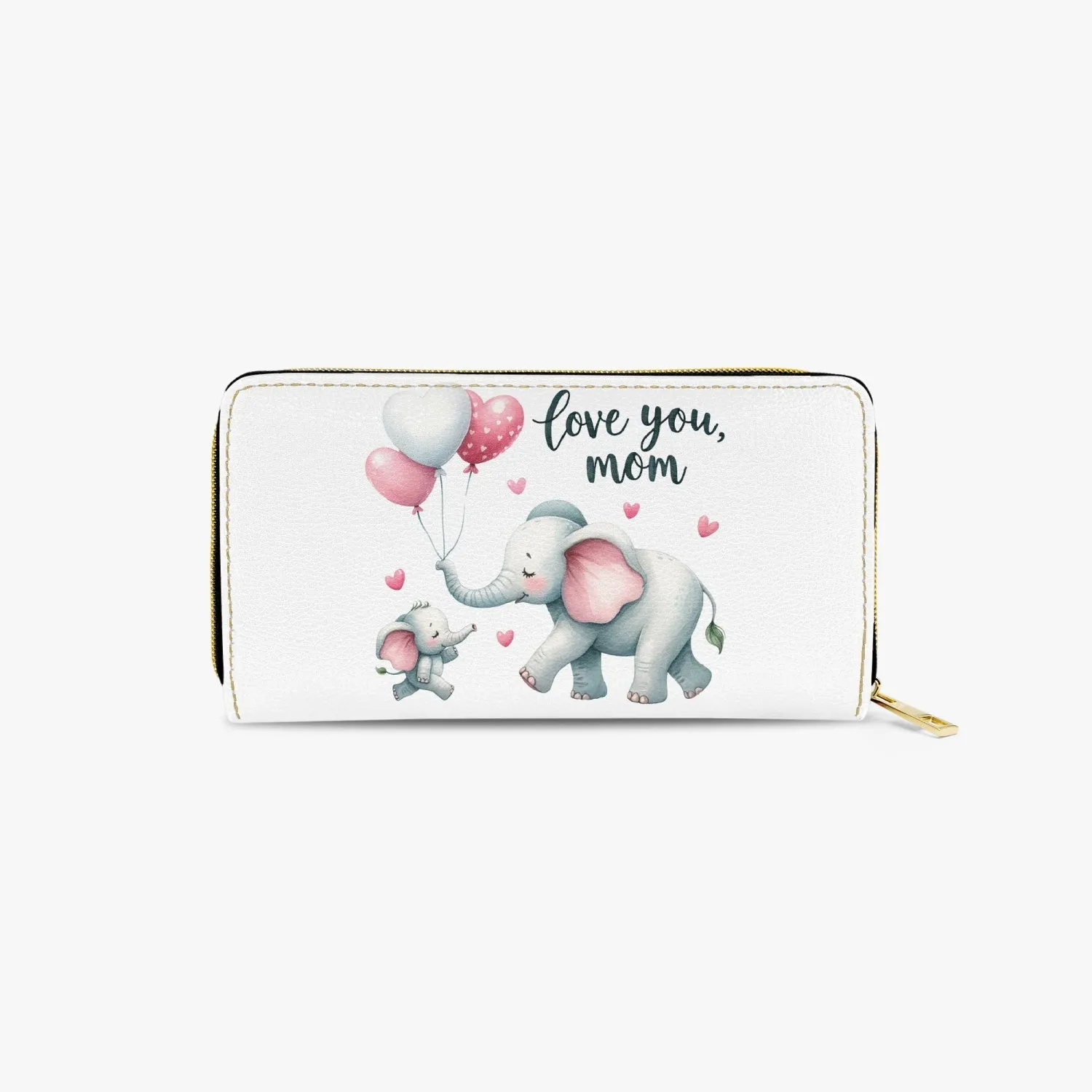 Long Type Zipper Purse - Elephant, Love You Mom