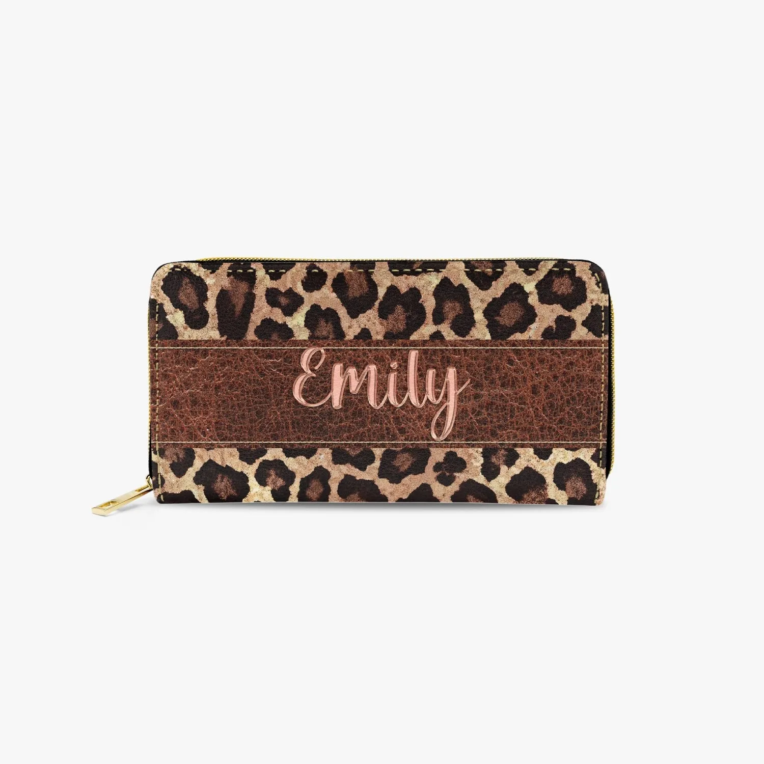 Long Type Zipper Purse - Leopard Print - Personalised