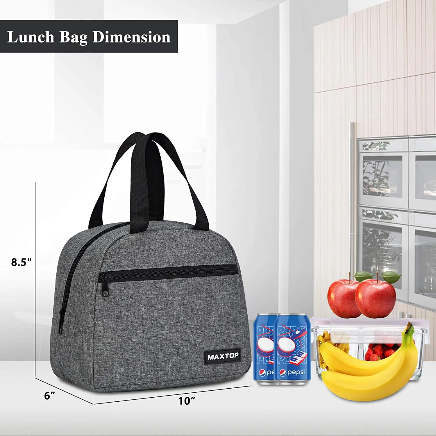 Lunch Bags for Women,Insulated Thermal Lunch Box Bag for Girls With Front Pocket and Inner Mesh Pocket, Lunch Cooler Tote Bag Gifts for Women Adults Work College Picnic Beach Park School