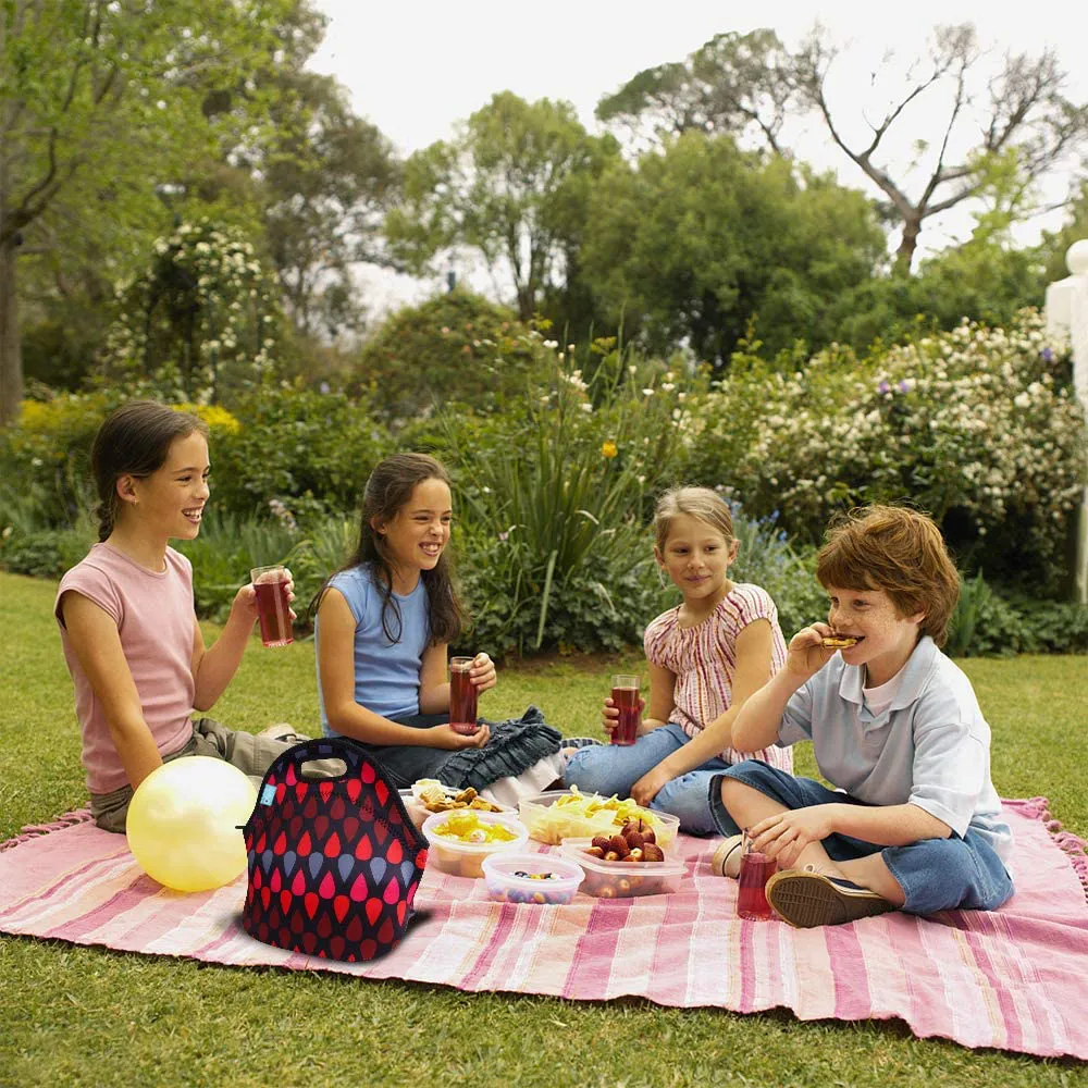 Lunch Tote, OFEILY Lunch boxes Lunch bags with Fine Neoprene Material Waterproof Picnic Lunch Bag Mom Bag (Pink flowers)